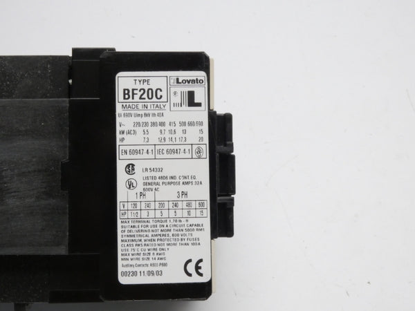 LOVATO 11BF20C1024 24VDC 20A NSMP