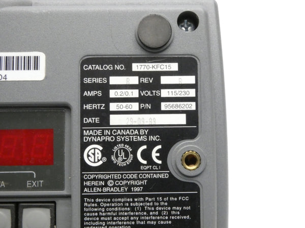 ALLEN BRADLEY 1770-KFC15 SER. B REV. B 115/230V 0.2/0.1A UNMP