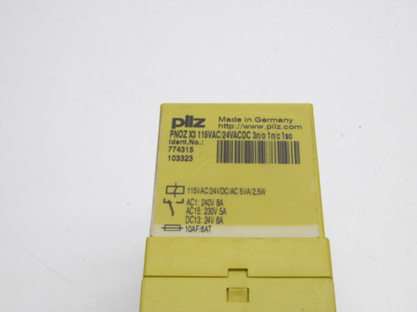 PILZ PNOZ-X3-115VAC/24VACDC-3N/O-1N/C-1SO 774315 115VAC 8A NSNP