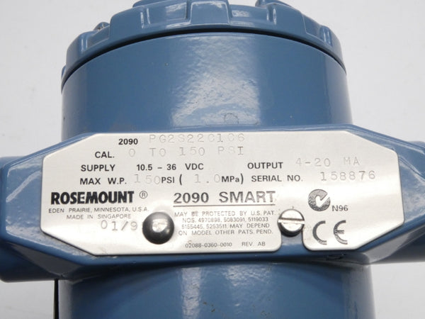 ROSEMOUNT 2090PG2S22C1C6 10.5-36VDC 0-150PSI UNMP