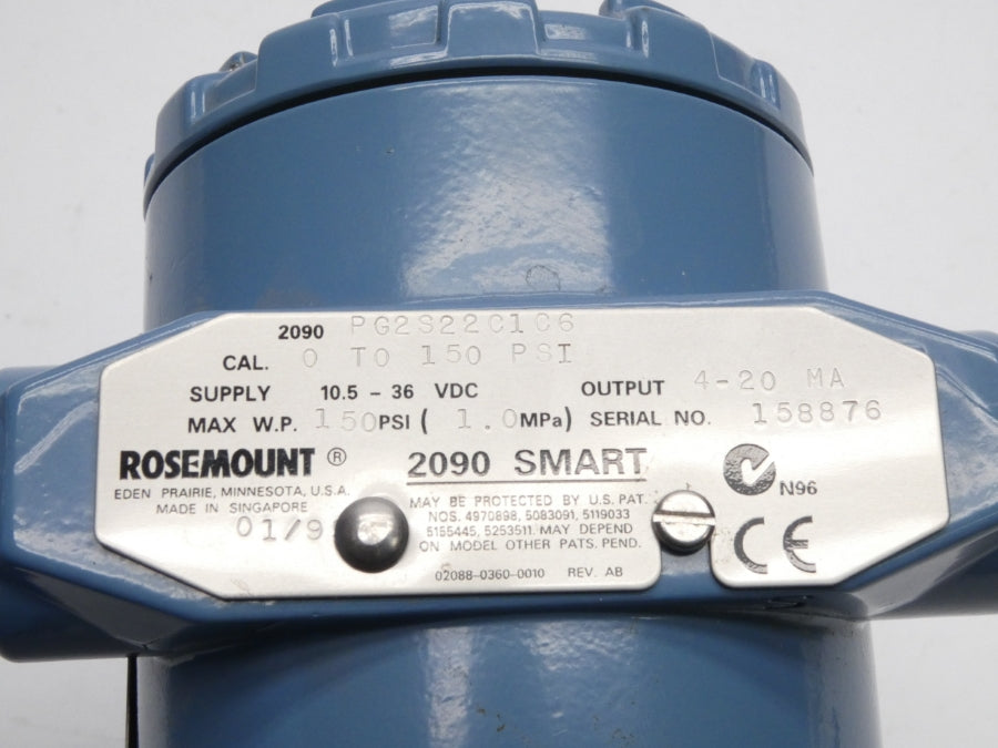 ROSEMOUNT 2090PG2S22C1C6 10.5-36VDC 0-150PSI UNMP