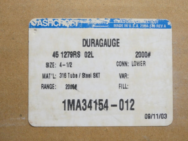 ASHCROFT 451279RS02L2000# 200PSI NSMP