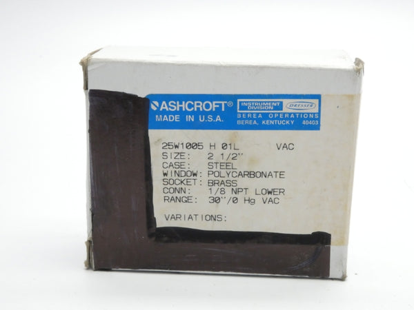 ASHCROFT 25W1005H01LVAC 30"/0HG VAC NSMP