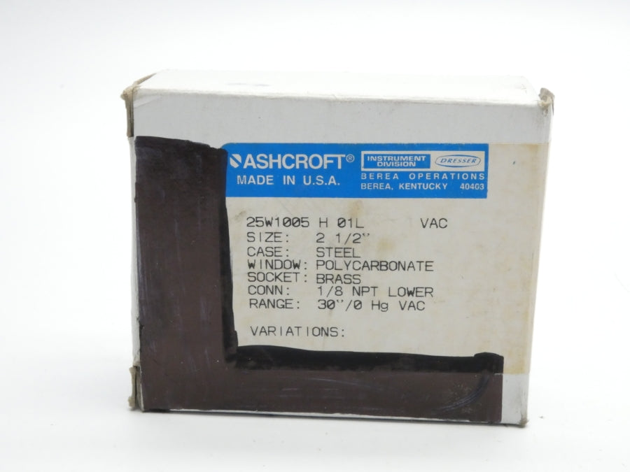 ASHCROFT 25W1005H01LVAC 30"/0HG VAC NSMP