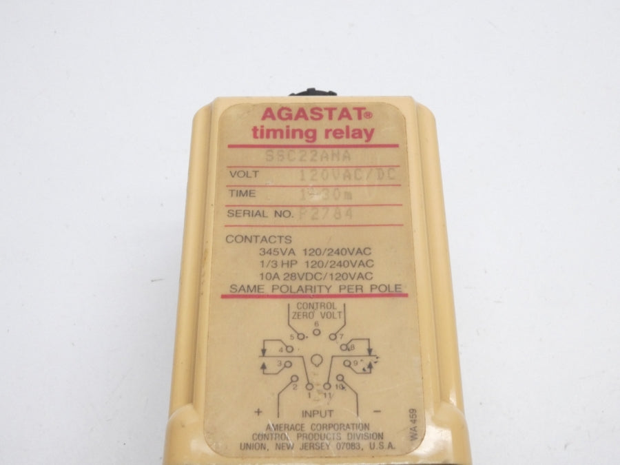 AGASTAT SSCC22ANA 120VAC/DC 10A 1-30M UNMP