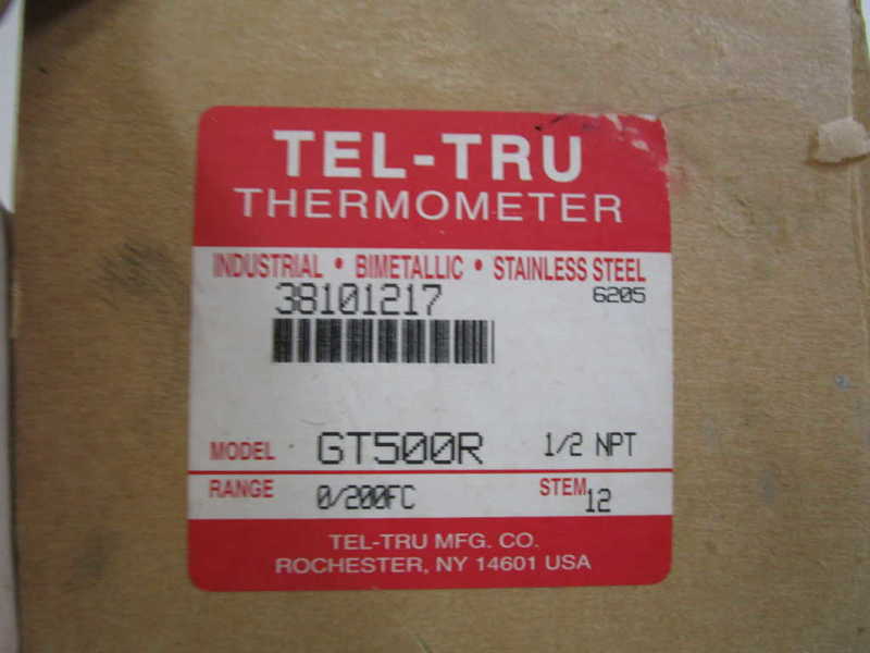 TEL-TRU GT500R THERMOMETER 0/200FC 12" STEM NSMP