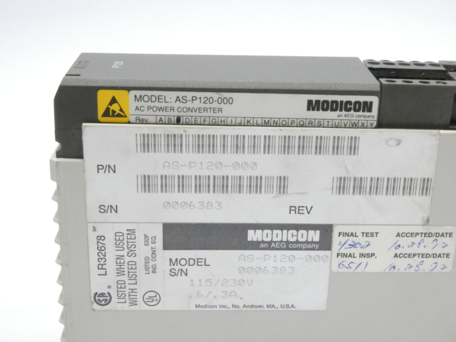 MODICON AS-P120-000 115/230V .6/.3A NSNP