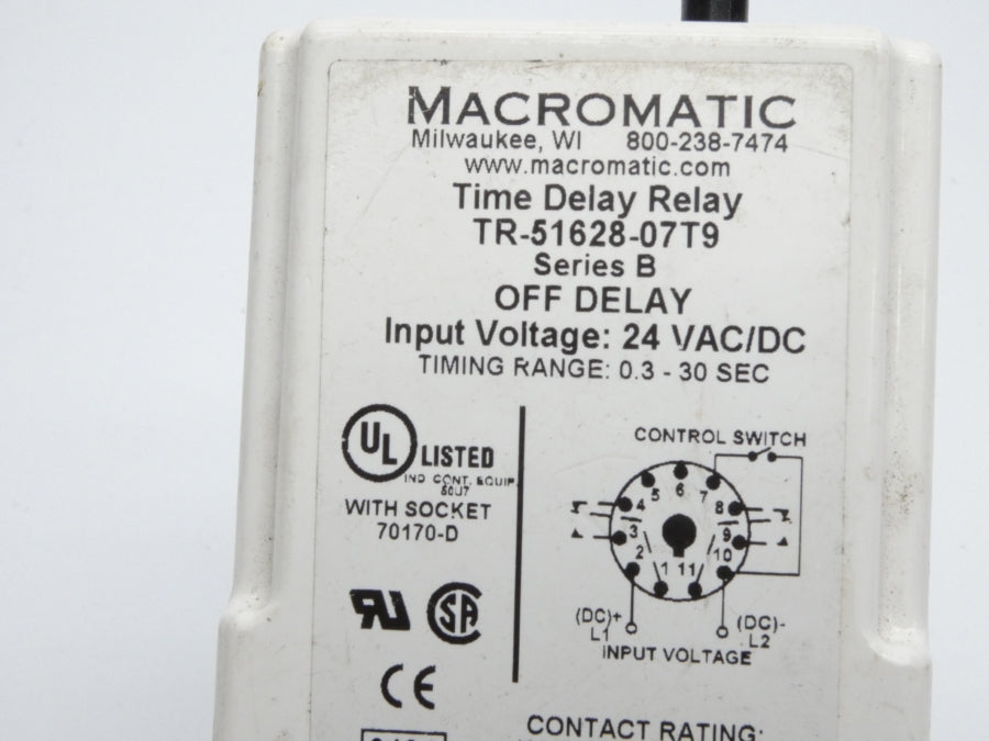 MACROMATIC TR-51628-07T9 SER. B 24VAC/DC 0.3-30S (NO KNOB) UNMP