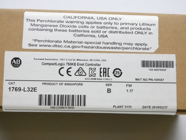 ALLEN BRADLEY 1769-L32E SER. B F/W 1.17 DATE: 2019 NSFS