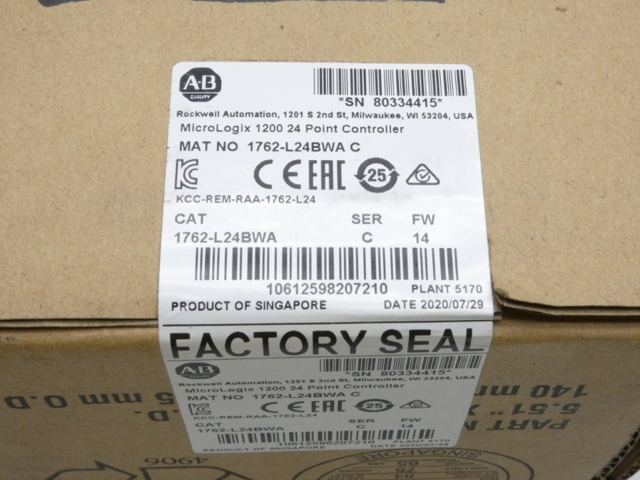 ALLEN BRADLEY 1762-L24BWA SER. C F/W 14 DATE: 2020 NSFS