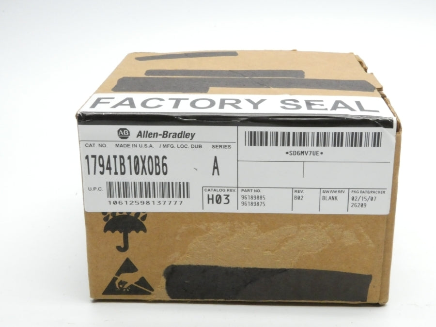ALLEN BRADLEY 1794-IB10XOB6 SER. A REV. B02 DATE: 2007 NSFS
