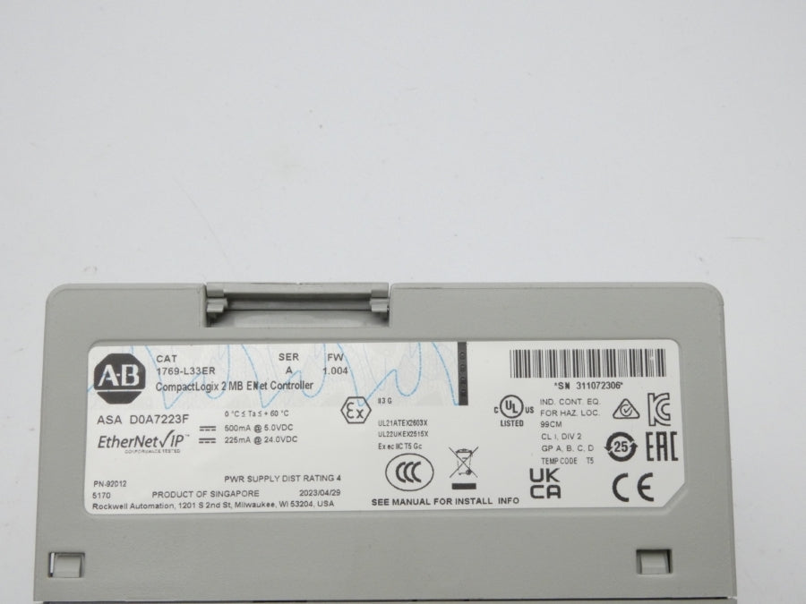 ALLEN BRADLEY 1769-L33ER SER. A F/W 1.004 24.0VDC NSMP