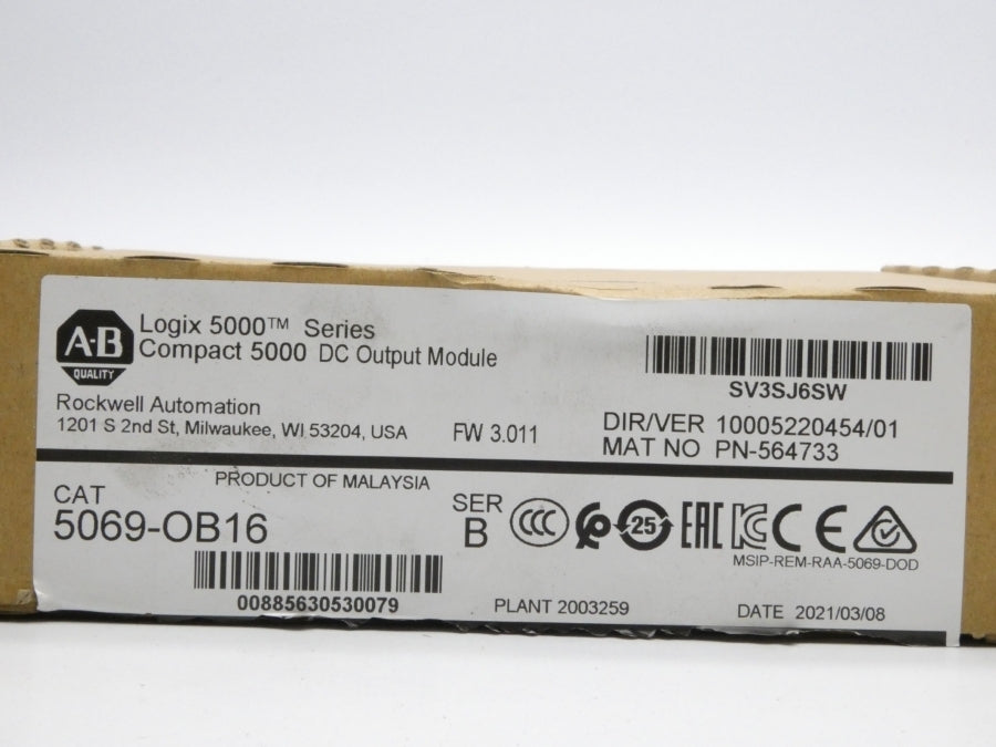 ALLEN BRADLEY 5069-OB16 SER. B F/W 3.011 VER. 01 10-32VDC 8A NSMP