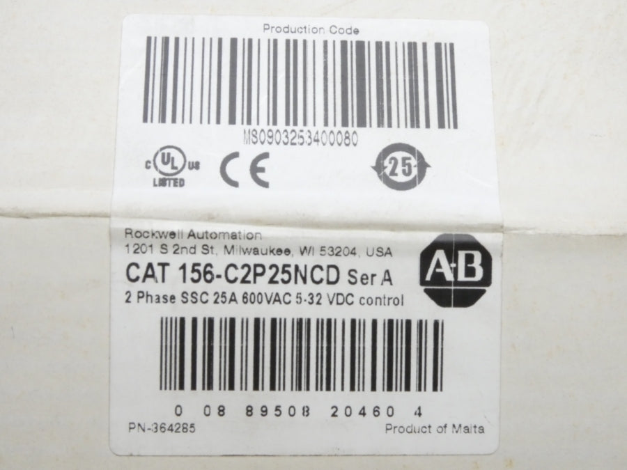 ALLEN BRADLEY 156-C2P25NCD SER. A 600VAC 25A NSMP