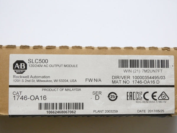 ALLEN BRADLEY 1746-OA16 SER. D VER. 03 85-265VAC 0.5A NSMP