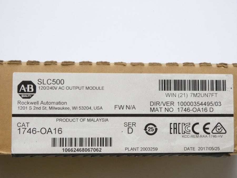 INDUSTRIAL SPARE PART 1746-OA16 SER. D VER. 03 85-265VAC 0.5A NSMP