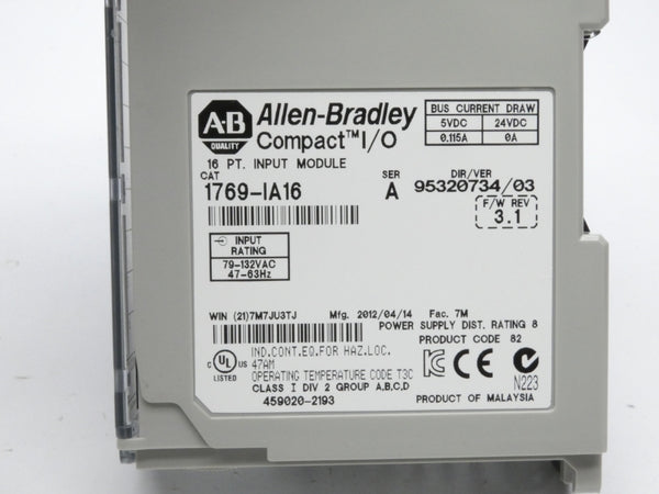 ALLEN BRADLEY 1769-IA16 SER. A F/W 3.1 VER. 03 24VDC NSMP