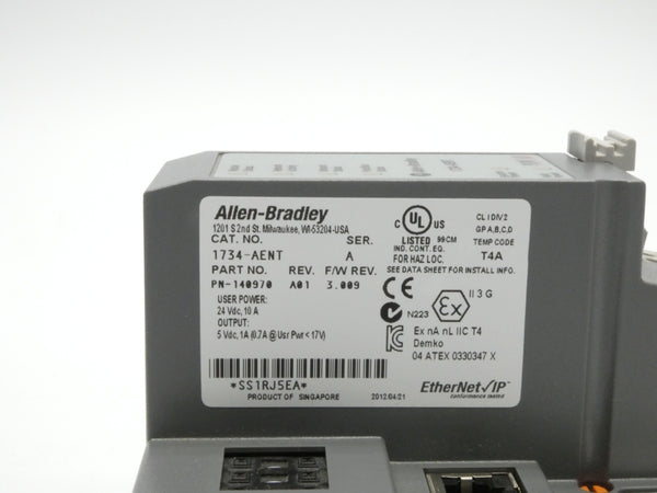 INDUSTRIAL SPARE PART 1734-AENT SER. A F/W 3.009 REV. A01 24VDC 10A NSMP