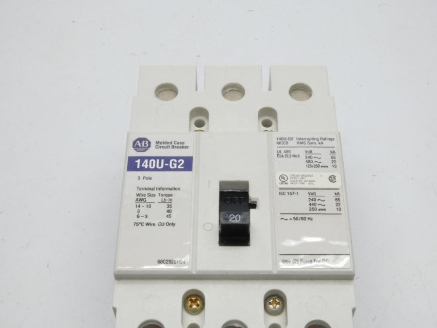 ALLEN BRADLEY 140U-G2C3-C20 SER. A 480V 20A NSMP