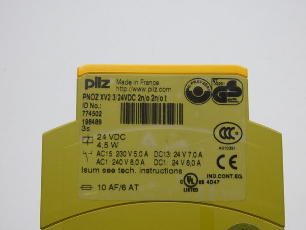 PILZ PNOZXV2-3/24VDC-2N/O-2N/O-T 774502 24VDC 8.0A 3SEC NSNP