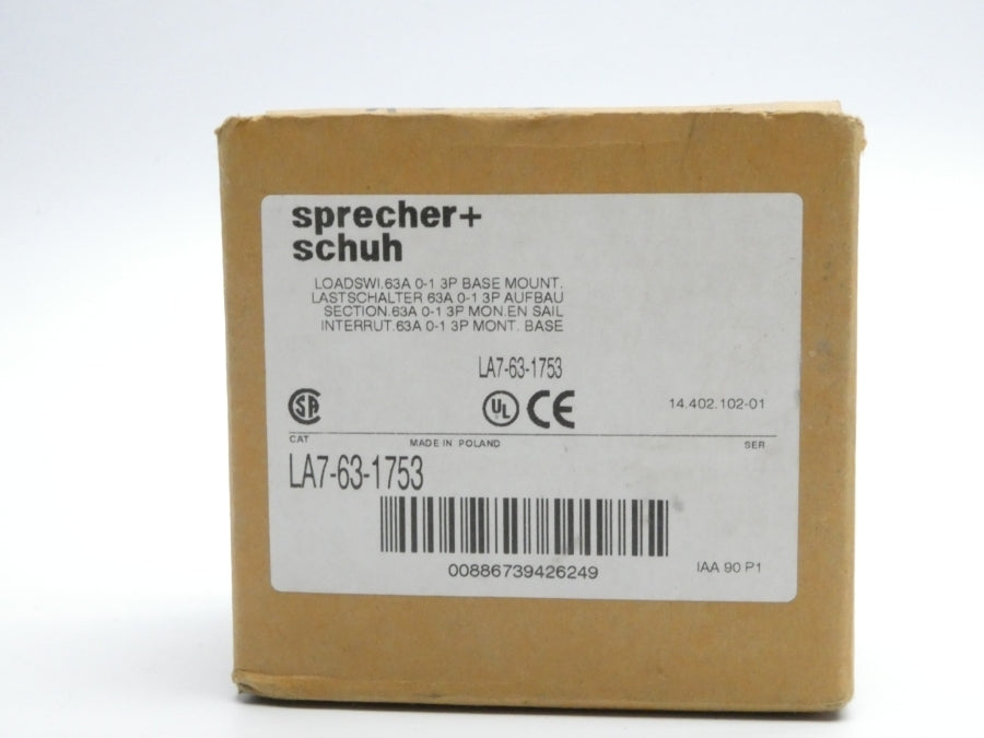 SPRECHER+SCHUH LA7-63-1753 690V 63A (AS IS) NSMP