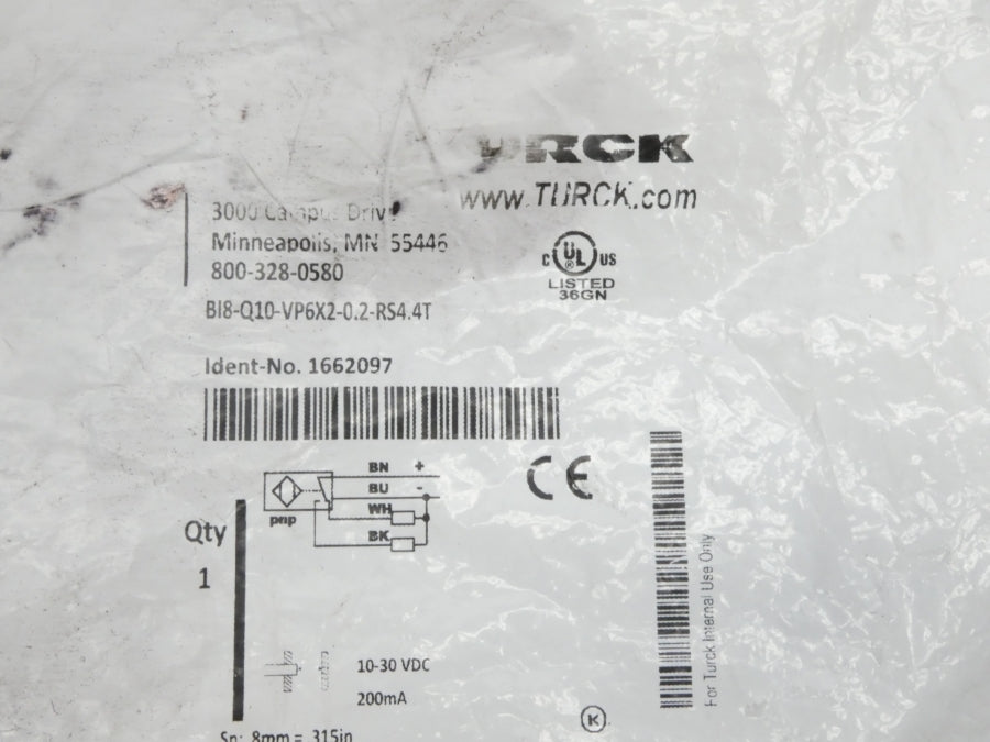 TURCK BI8-Q10-VP6X2-0.2-RS4.4T 1662097 10-30VDC NSMP