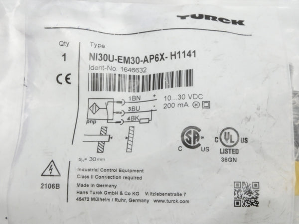 TURCK NI30U-EM30-AP6X-H1141 1646632 10-30VDC NSMP