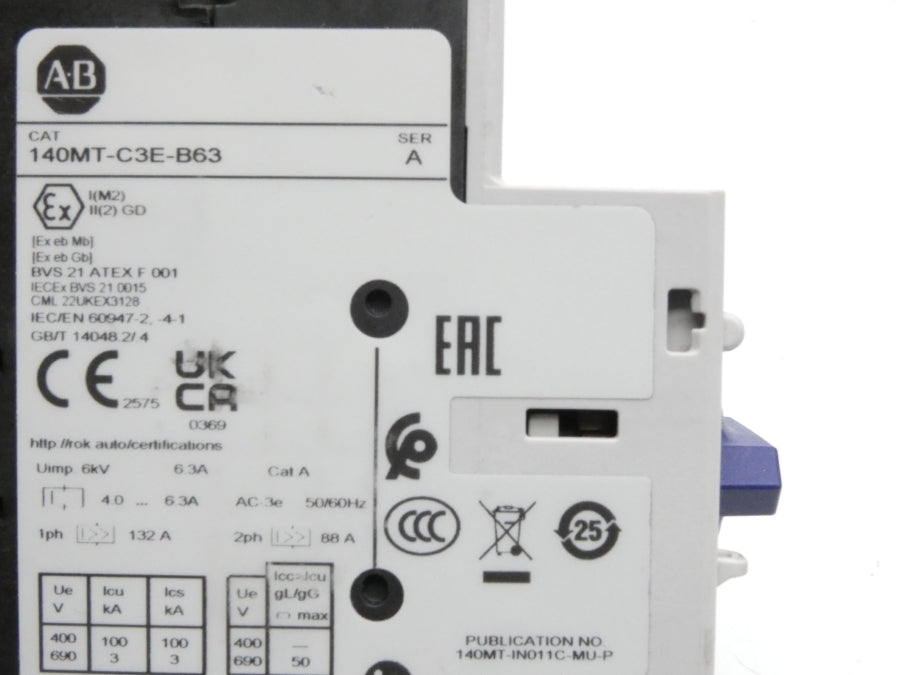 ALLEN BRADLEY 140MT-C3E-B63 SER. A 690V 4.0-6.3A NSNP