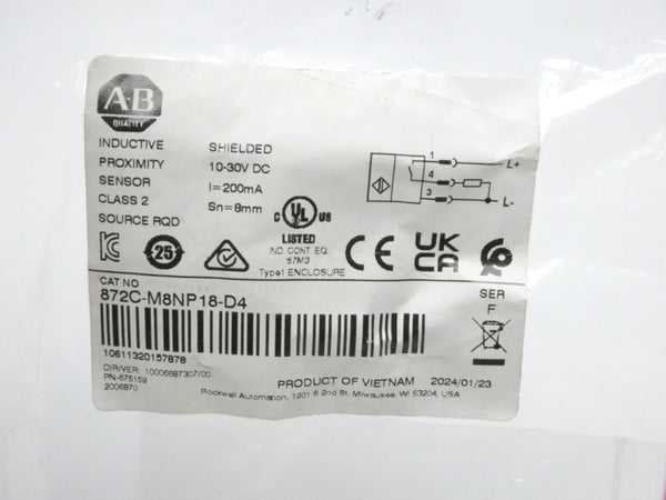 INDUSTRIAL SPARE PART 872C-M8NP18-D4 SER. F 10-30VDC NSMP