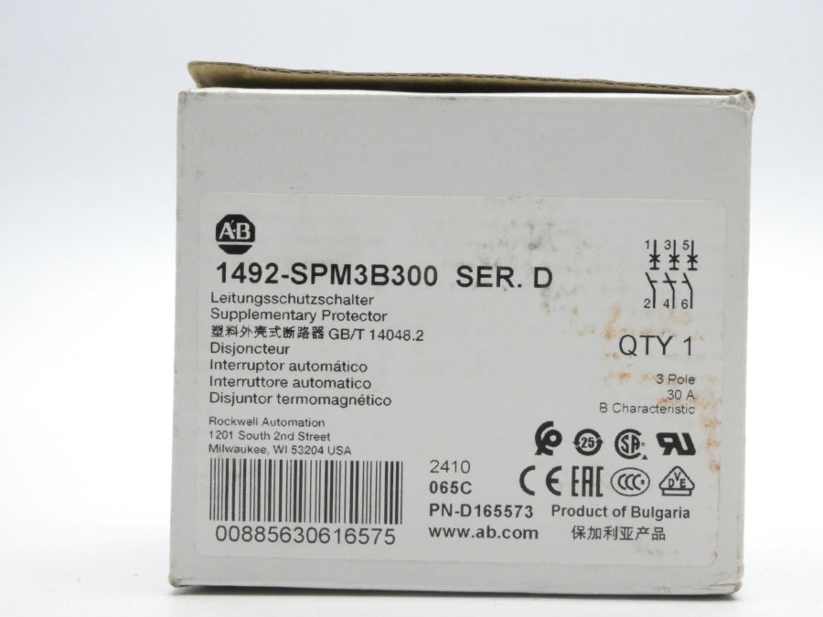 ALLEN BRADLEY 1492-SPM3B300 SER. D 277V 30A (WH) NSMP