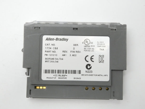 INDUSTRIAL SPARE PART 1734-IB8 SER. D F/W 3.022 REV. A01 24VDC NSMP