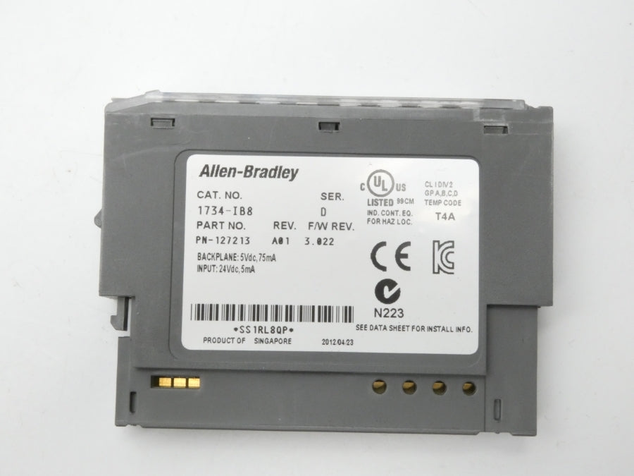 ALLEN BRADLEY 1734-IB8 SER. D F/W 3.022 REV. A01 24VDC NSMP