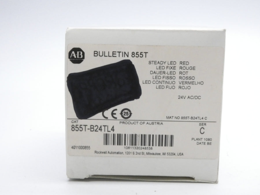 ALLEN BRADLEY 855T-B24TL4 SER. C 24V (NO BULB) (WH) NSMP