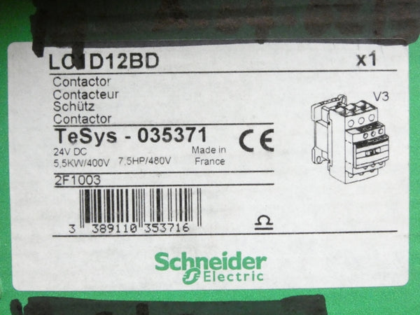 SCHNEIDER ELECTRIC LC1D12BD 24VDC 25A NSMP