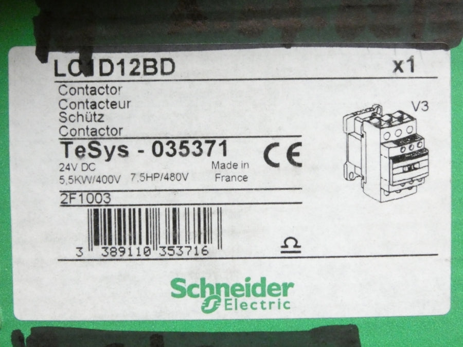 SCHNEIDER ELECTRIC LC1D12BD 24VDC 25A NSMP