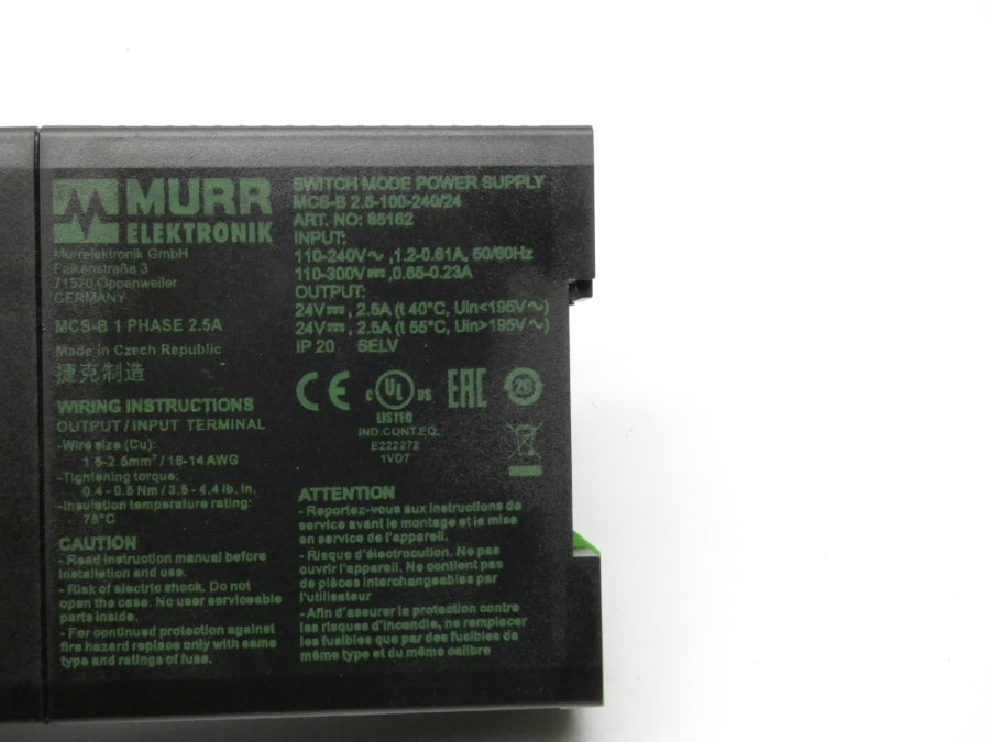 MURR ELEKTRONIK 85162 110-240V 1.2-0.61A NSMP