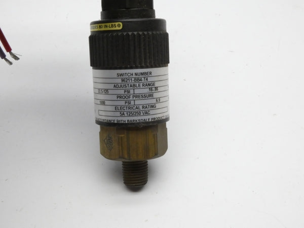 BARKSDALE 96211-BB4-T4 125/250VAC 5A 22.5-125PSI NSNP