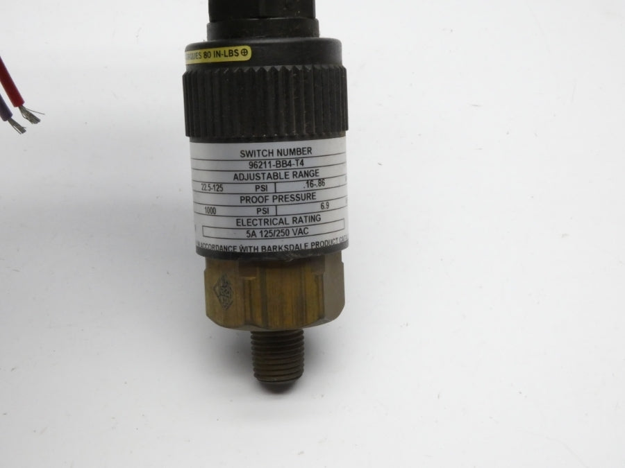BARKSDALE 96211-BB4-T4 125/250VAC 5A 22.5-125PSI NSNP