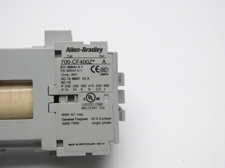ALLEN BRADLEY 700-CF400ZA SER. A 220VDC 20A NSNP