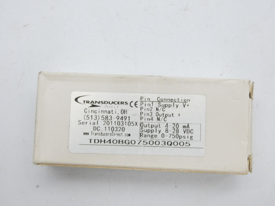 TRANSDUCERS DIRECT TDH40BG075003Q005 8-28VDC 0-750PSI NSMP