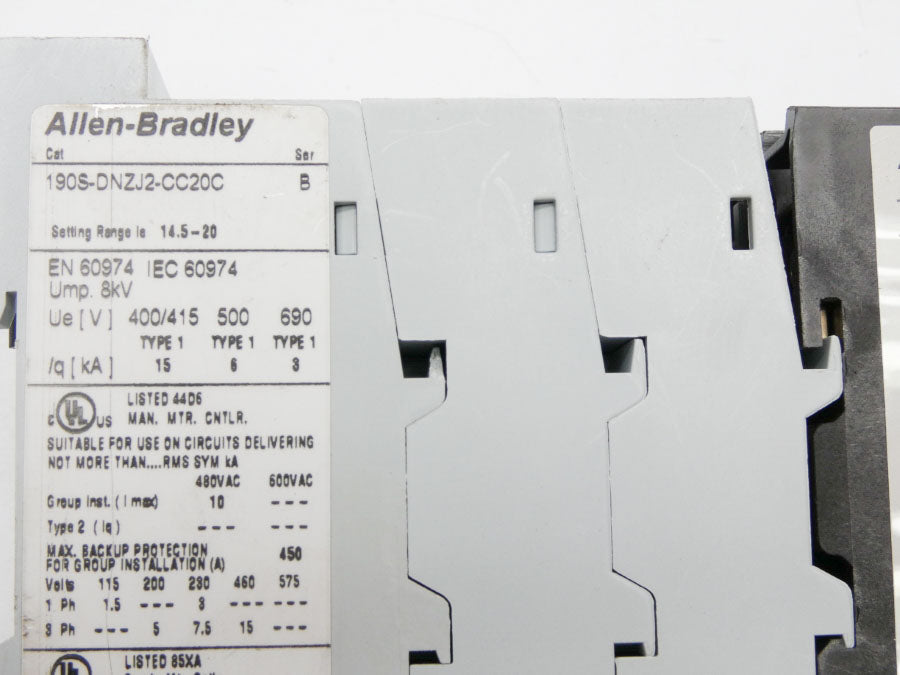 ALLEN BRADLEY 190S-DNZJ2-CC20C SER. B 24VDC 14.5-20A NSNP