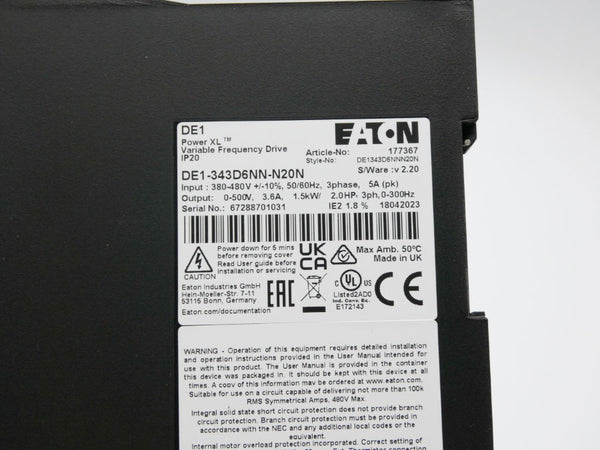 EATON DE1-343D6NN-N20N VER. 2.20 380-480V 5A NSMP