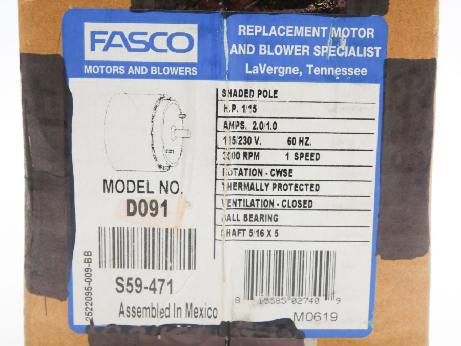 FASCO D091 115/230V 2.0/1.0A NSFS