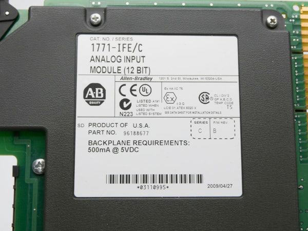 ALLEN BRADLEY 1771-IFE SER. C F/W B 5VDC (NO TERMINAL) UNMP