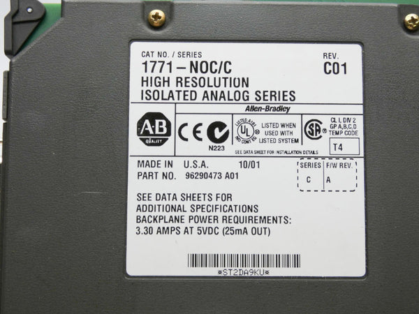 ALLEN BRADLEY 1771-NOC SER. C F/W A REV. C01 5VDC 3.30A UNMP