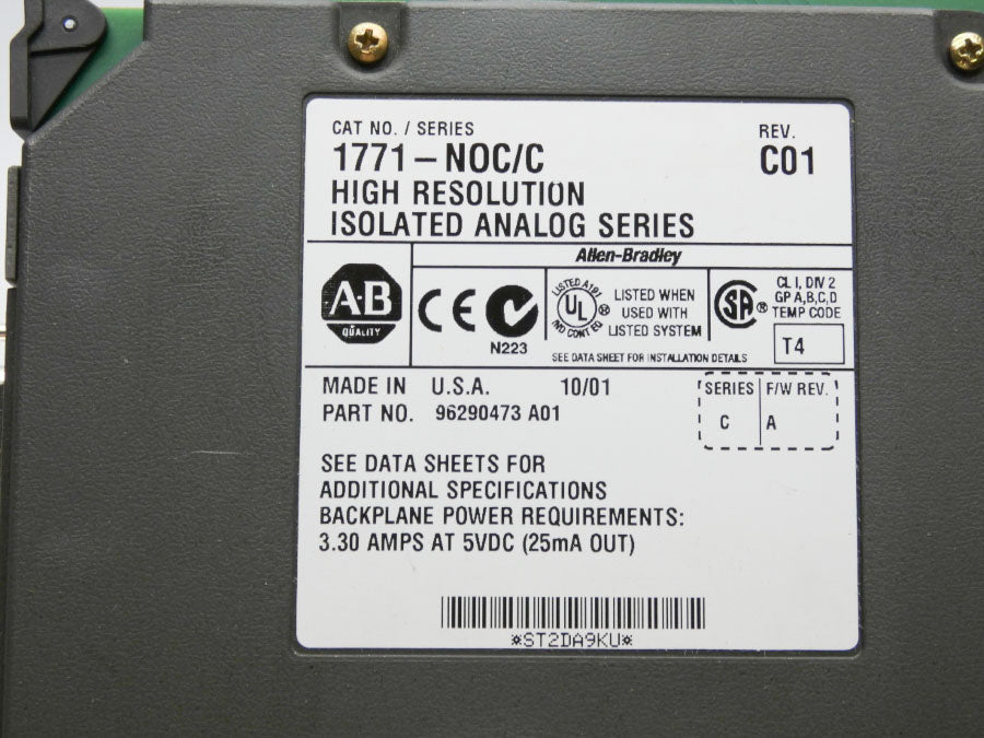ALLEN BRADLEY 1771-NOC SER. C F/W A REV. C01 5VDC 3.30A UNMP