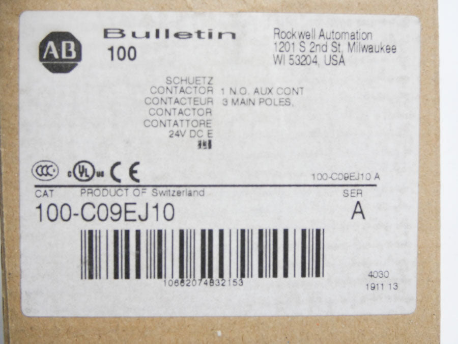ALLEN BRADLEY 100-C09EJ10 SER. A 24VDC 32A (AS PICTURED) (BR/WH) NSMP