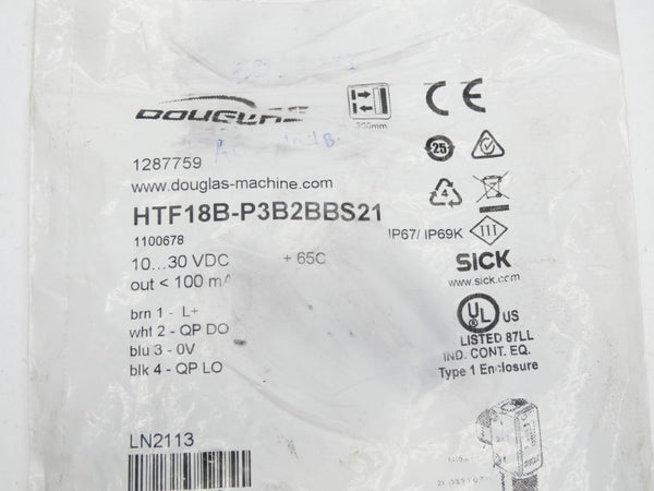 DOUGLAS SICK HTF18B-P3B2BBS21 1100678 10-30VDC NSMP