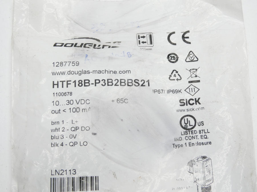 DOUGLAS SICK HTF18B-P3B2BBS21 1100678 10-30VDC NSMP