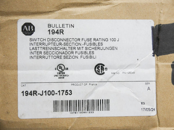 INDUSTRIAL SPARE PART 194R-J100-1753 SER. A (BR/WH) NSMP